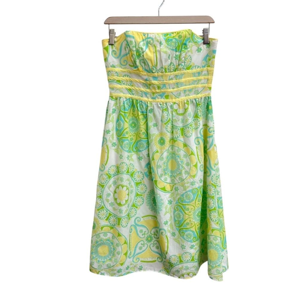 Lilly Pulitzer White Label Silk Katrina Fountain of Youth Strapless Dress Size 4